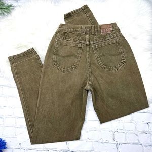 👖VINTAGE |•LEE•| RIVETED Olive Green High Rise Tapered Lag Jeans👖